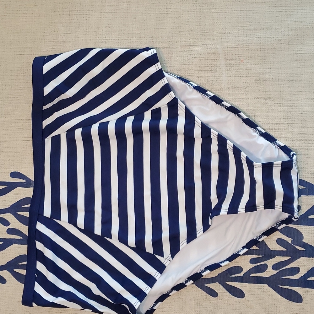 NWOT VENUS high waisted blue and white striped bikini bottoms  size 14